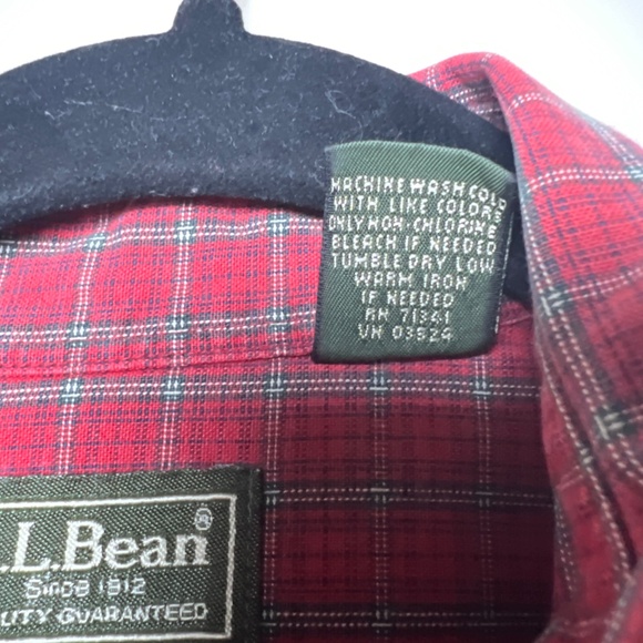 LL Bean Green Tag Red Plaid Button Down Long Sleeve Shirt Men’s Medium - Picture 8 of 8